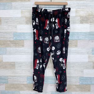 Nightmare Before Christmas Plush Fleece Jogger Pajama Pants Black Womens XL